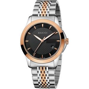 Gucci G Timeless Black Dial Two Tone Steel Strap Watch For Women - YA126512 Authentic Buy Shop Now