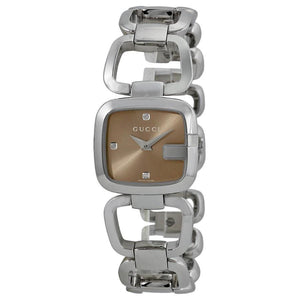 Gucci G Gucci Brown Dial Silver Steel Strap Watch For Women - YA125503 Authentic Buy Shop Now