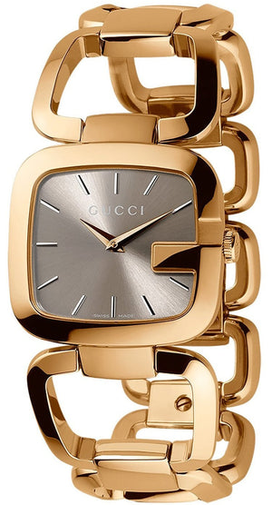 Gucci G Gucci Sunbrushed Brown Dial Rose Gold Steel Strap Watch For Women - YA125511 Authentic Buy Shop Now