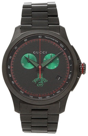 Gucci G Timeless Quartz Black Dial Black Steel Strap Watch for Men - YA126270 Authentic Buy Shop Now