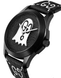 Gucci G Timeless Ghost Black Dial Black Leather Strap Watch For Men - YA1264018 Authentic Buy Shop Now