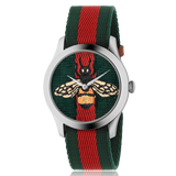 Gucci Le Marche des Merveilles Red & Green Dial Red & Green Nylon Strap Unisex Watch - YA1264060 Authentic Buy Shop Now