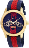 Gucci G Timeless Bee Red & Blue Dial Red Two Tone Nylon Strap Watch For Men - YA1264061 Authentic Buy Shop Now