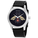 Gucci G Timeless Bee Black Dial Black Leather Strap Watch For Women - YA1264067 Authentic Buy Shop Now