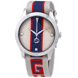 Gucci G Timeless Quartz White Dial Two Tone NATO Strap Watch For Men - YA1264071 Authentic Buy Shop Now
