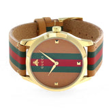 Gucci G Timeless Quartz Brown Dial Brown Leather Strap Unisex Watch - YA1264077 Authentic Buy Shop Now