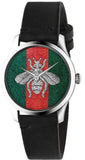 Gucci G Timeless Quartz Green & Red Dial Black Leather Strap Watch For Men - YA1264149 Authentic Buy Shop Now