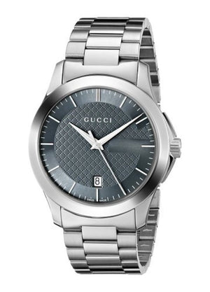 Gucci G Timeless Grey Dial Silver Steel Strap Watch For Men - YA126441 Authentic Buy Shop Now