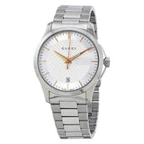 Gucci G Timeless Silver Dial Silver Steel Strap Unisex Watch - YA126442 Authentic Buy Shop Now