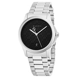 Gucci G Timeless Black Dial Silver Steel Strap Watch For Men - YA126460 Authentic Buy Shop Now