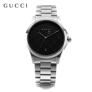 Gucci G Timeless Quartz Stainless Steel Black Dial 27mm Watch For Men - YA126522 Authentic Buy Shop Now