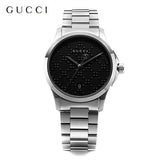 Gucci G Timeless Black Dial Silver Steel Strap Watch For Men - YA126460 Authentic Buy Shop Now