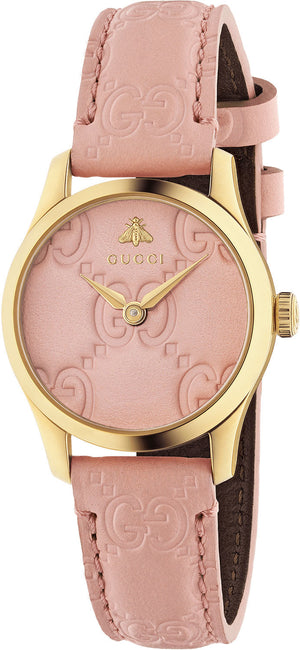 Gucci G Timeless Quartz Pink Dial Pink Leather Strap Watch For Women - YA1265005 Authentic Buy Shop Now