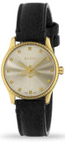 Gucci G Timeless Quartz Silver Dial Black Leather Strap Watch For Women - YA1265023 Authentic Buy Shop Now