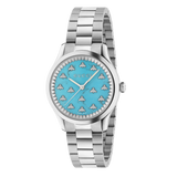 Gucci G Timeless Quartz Turquoise Dial Silver Steel Strap Unisex Watch - YA1265044 Authentic Buy Shop Now