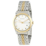 Gucci G Timeless Silver Dial Two Tone Steel Strap Watch For Women - YA126511 Authentic Buy Shop Now