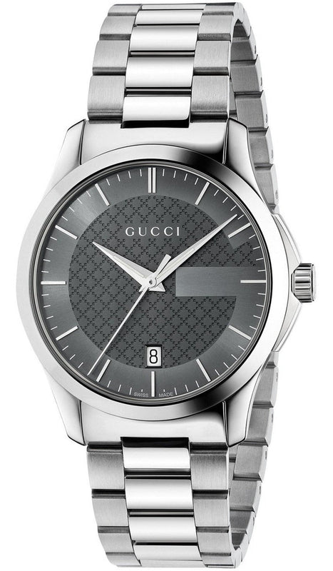 Gucci G Timeless Grey Dial Silver Steel Strap Watch For Women - YA126522 Authentic Buy Shop Now