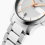 Gucci G Timeless Silver Dial Silver Steel Strap Watch For Women - YA126523 Authentic Buy Shop Now