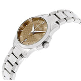 Gucci G Timeless Brown Dial Silver Steel Strap Watch For Women - YA126526 Authentic Buy Shop Now