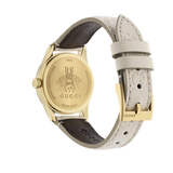 Gucci G Timeless Quartz White Dial White Leather Strap Watch For Women - YA126580A Authentic Buy Shop Now