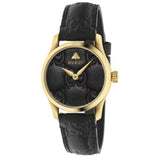 Gucci G Timeless Quartz Black Dial Black Leather Strap Watch For Women - YA126581A Authentic Buy Shop Now