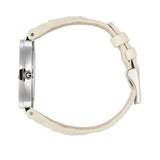 Gucci Interlocking 18K Gold Silver Dial White Leather Strap Watch For Women - YA133303 Authentic Buy Shop Now