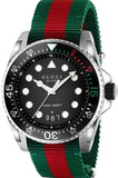 Gucci Dive Black Dial Red & Green Nylon Strap Watch For Men - YA136209 Authentic Buy Shop Now