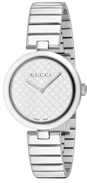 Gucci Diamantissima Quartz White Dial Silver Steel Strap Watch For Women - YA141402 Authentic Buy Shop Now