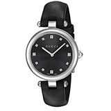 Gucci Diamantissima Diamonds Black Dial Black Leather Strap Watch For Women - YA141403 Authentic Buy Shop Now