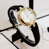 Gucci Diamantissima Mother of Pearl Dial Black Leather Strap Watch For Women - YA141505 Authentic Buy Shop Now