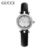 Gucci Diamantissima Diamonds Mother of Pearl Dial Black Leather Strap Watch For Women - YA141511 Authentic Buy Shop Now