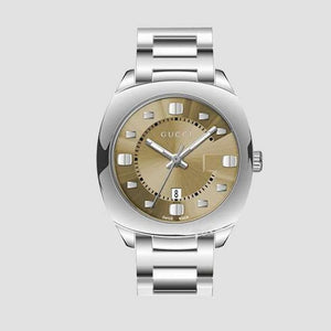 Gucci Vintage Diamonds Brown Dial Silver Steel Strap Watch For Men - YA142409 Authentic Buy Shop Now