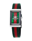 Gucci G Frame Quartz Green & Red Mother of Pearl Dial Multicolor Leather Strap Watch For Women - YA147408 Authentic Buy Shop Now