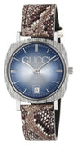 Gucci Grip Vintage Blue Dial Snakeskin Brown Leather Strap Watch for Women - YA152401 Authentic Buy Shop Now