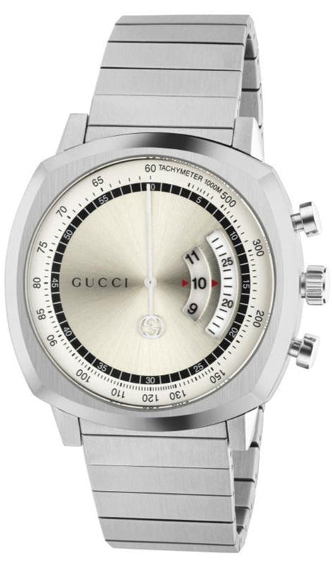 Gucci Grip Collection Quartz Silver Dial Silver Steel Strap Watch For Men - YA157302 Authentic Buy Shop Now