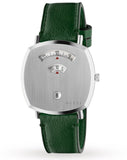 Gucci Grip Silver Dial Green Leather Strap Unisex Watch - YA157412 Authentic Buy Shop Now