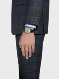 Gucci Grip Silver Dial Green Leather Strap Unisex Watch - YA157412 Authentic Buy Shop Now