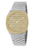 Gucci 25H Quartz Gold Dial Silver Steel Strap Watch for Men - YA163405 Authentic Buy Shop Now