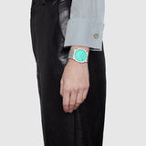 Gucci 25H Quartz Turquoise Dial Silver Steel Strap Watch For Women - YA163409 Authentic Buy Shop Now