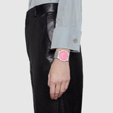 Gucci 25H Quartz Pink Dial Silver Steel Strap Watch for Women - YA163410 Authentic Buy Shop Now