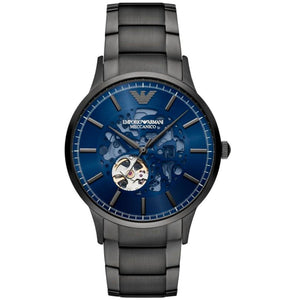 Emporio Armani Renato Automatic Blue Dial Grey Steel Strap Watch For Men - AR60056 Authentic Buy Shop Now