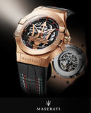 Maserati Potenza Skeleton Limited Edition Dial Black Strap Watch For Men - R8821108026 Authentic Buy Shop Now