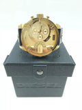 Diesel Mr Daddy Gold Dial Black Leather Strap Watch For Men - DZ7363 Authentic Buy Shop Now
