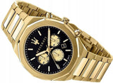Maserati Stile 45mm Chronograph Black Dial Gold Steel Strap Watch For Men - R8873642001 Authentic Buy Shop Now