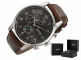Hugo Boss Navigator Grey Dial Brown Leather Strap Watch for Men - 1513494 Authentic Buy Shop Now
