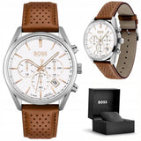 Hugo Boss Champion White Dial Brown Leather Strap Watch for Men - 1513879 Authentic Buy Shop Now