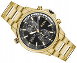 Hugo Boss Globetrotter Chronograph Black Dial Gold Steel Strap Watch for Men - 1513932 Authentic Buy Shop Now