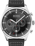 Hugo Boss Pioneer Chronograph Black Dial Black Leather Strap Watch For Men - 1513708 Authentic Buy Shop Now