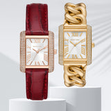 Michael Kors Emery Quartz Diamonds Silver Dial Red Leather Strap Watch For Women - MK4689 Authentic Buy Shop Now