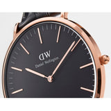 Daniel Wellington Classic Sheffield Black Dial Black Leather Strap Watch For Women - DW00100139 Authentic Buy Shop Now